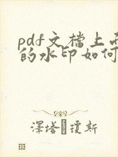 pdf文档上面的水印如何去除