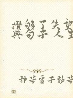 攒够了失望的经典句子 人生感悟