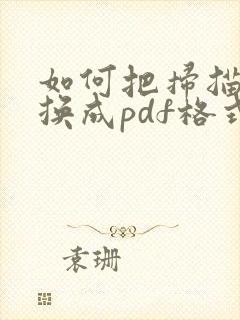 如何把扫描件转换成pdf格式