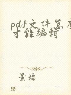pdf文件怎么才能编辑