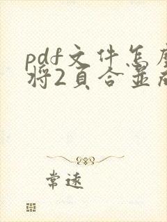 pdf文件怎么将2页合并成一页打印