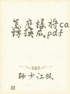 怎么样将caj转换成pdf