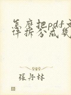 怎么把pdf文件拆分成几个小文件