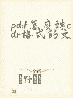 pdf怎么转cdr格式的文件