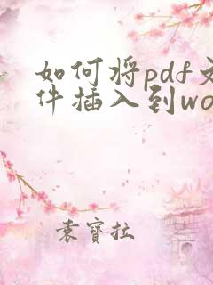 如何将pdf文件插入到word里面