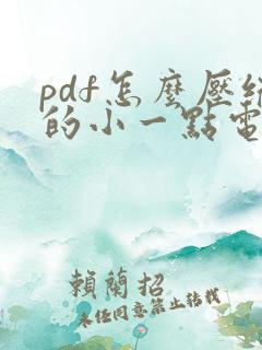 pdf怎么压缩的小一点电脑