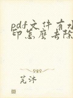 pdf文件有水印怎么去除