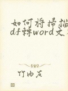 如何将扫描的pdf转word文档