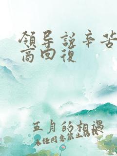领导说辛苦高情商回复
