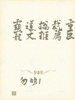 霸道总裁重生甜宠文推荐巨甜