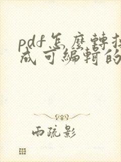 pdf怎么转换成可编辑的word文档