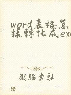 word表格怎样转化成excel表格