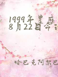 1999年农历8月22日命理