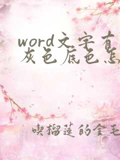 word文字有灰色底色怎么去除