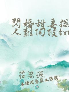 闪婚甜妻总裁大人难伺候txt
