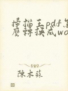 扫描王pdf怎么转换成word