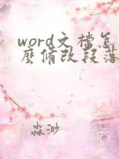 word文档怎么修改段落格式