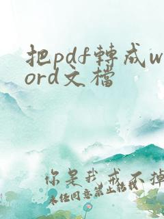 把pdf转成word文档