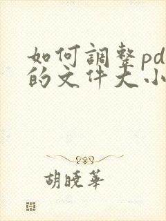 如何调整pdf的文件大小