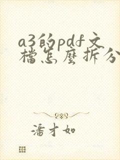 a3的pdf文档怎么拆分2张a4打印
