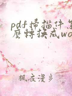 pdf扫描件怎么转换成word