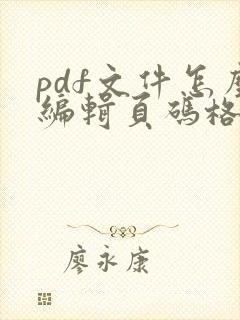 pdf文件怎么编辑页码格式