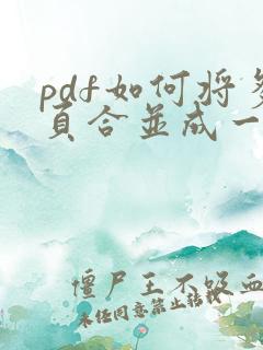 pdf如何将多页合并成一页