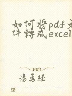如何将pdf文件转成excel