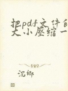 把pdf文件的大小压缩一下可以吗