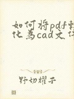 如何将pdf转化为cad文件