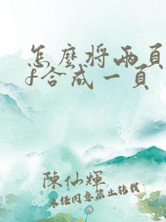 怎么将两页pdf合成一页