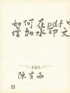如何在pdf中增加水印文字