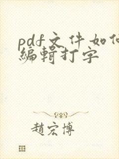 pdf文件如何编辑打字