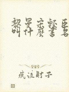 黎曼宋轻臣小说叫什么书名