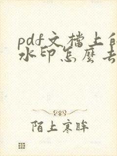 pdf文档上的水印怎么去除