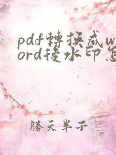 pdf转换成word后水印怎么取消