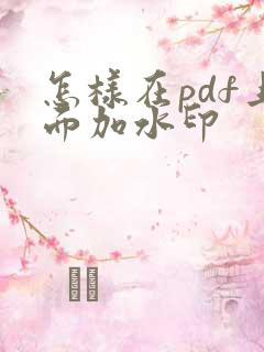 怎样在pdf上面加水印