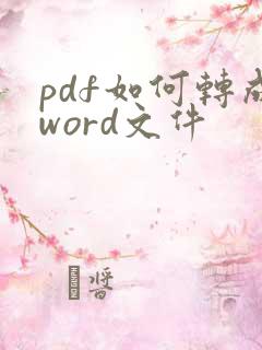 pdf如何转成word文件