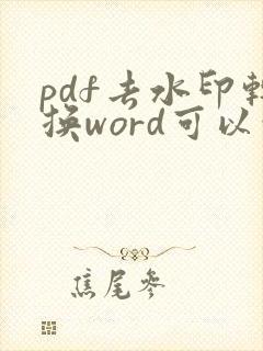 pdf去水印转换word可以吗