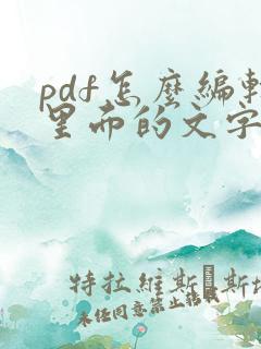 pdf怎么编辑里面的文字