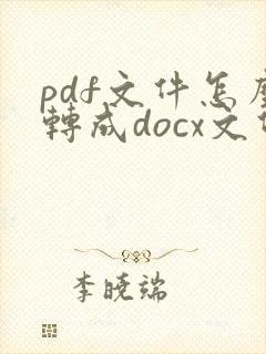 pdf文件怎么转成docx文件