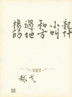 杨过和小龙女住的地方叫什么
