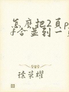 怎么把2页pdf合并到一页