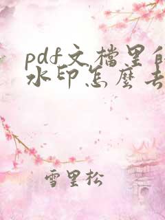 pdf文档里的水印怎么去掉