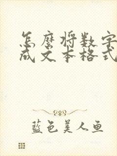 怎么将数字转换成文本格式