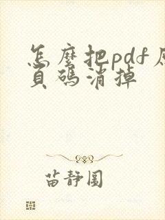怎么把pdf原页码消掉
