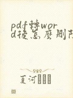 pdf转word后怎么删除水印