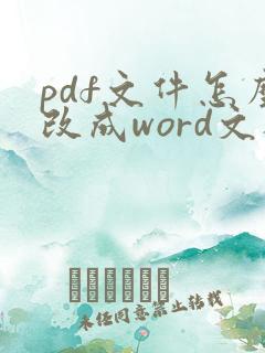 pdf文件怎么改成word文档
