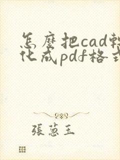 怎么把cad转化成pdf格式
