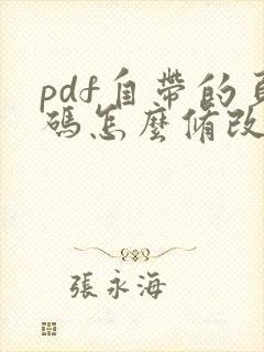pdf自带的页码怎么修改